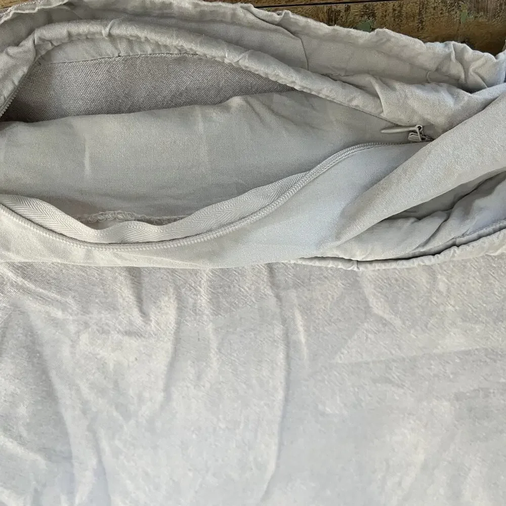 Threshold Full Queen Duvet Cover Cotton Linen Blend Light Gray Zip Closure